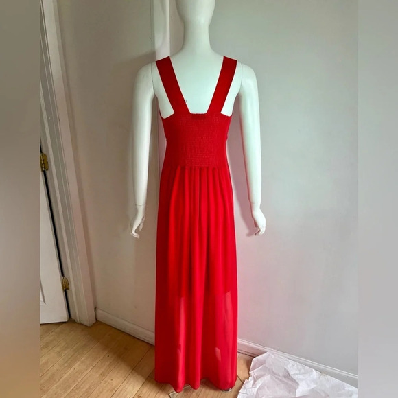 Cristina Gavioli maxi Red Sleeveless V-neck Pleated Front dress Size It 40 US 6 - Picture 3 of 8